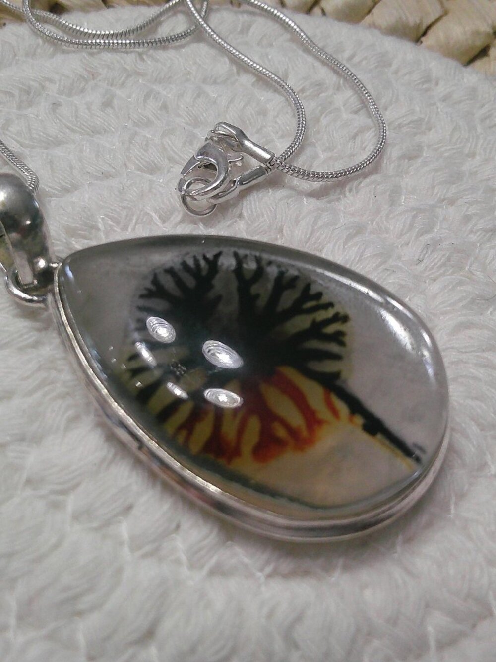 Unique DANDELION DICHROIC GLASS Handmade Sterling 925 Pendant/Chain #236F